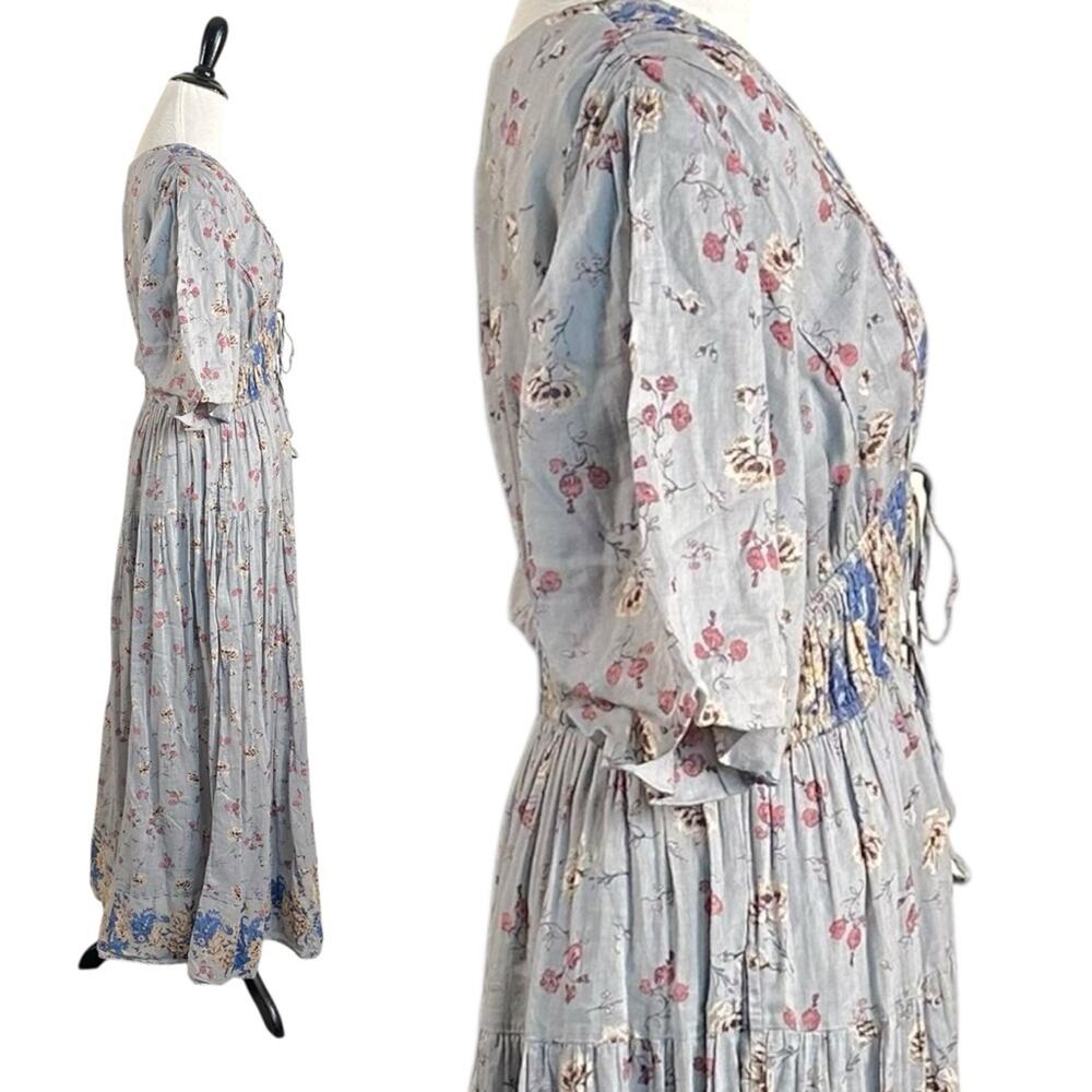 Free People Lysette Maxi Dress in Bluebell Bohemian Gypsy Indian Cotton XS - Picture 8 of 12